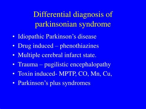 differential diagnosis of parkinson's disease